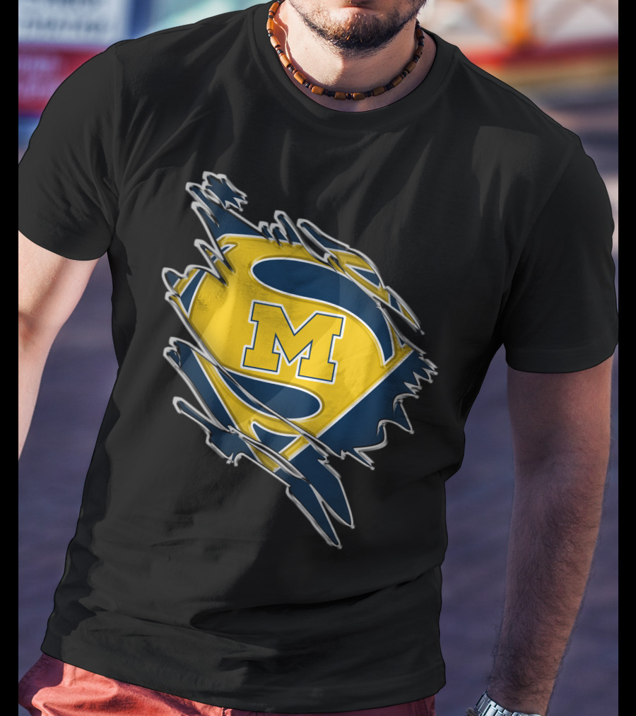 Michigan Wolverines Superman Logo Combination T-Shirt