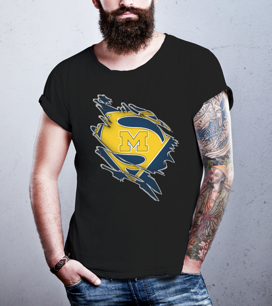 Michigan Wolverines Superman Logo Combination T-Shirt