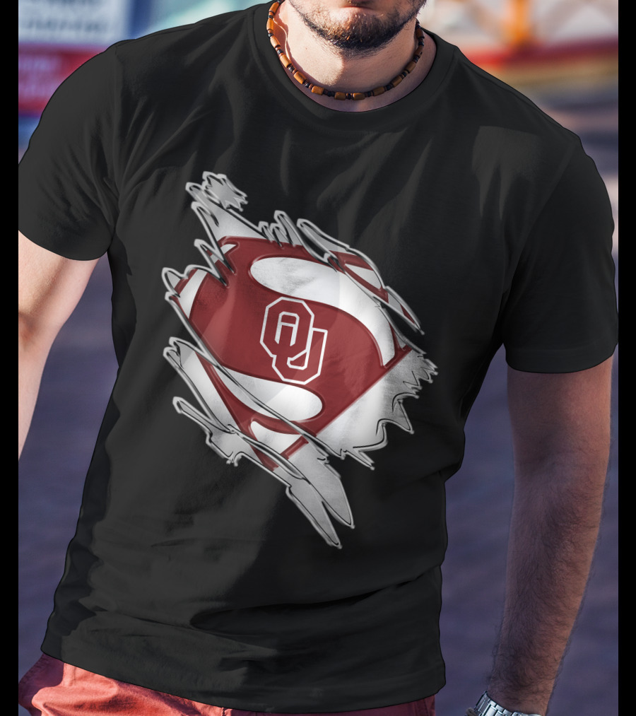 Oklahoma Sooners Superman OU Logo Emblem T-Shirt