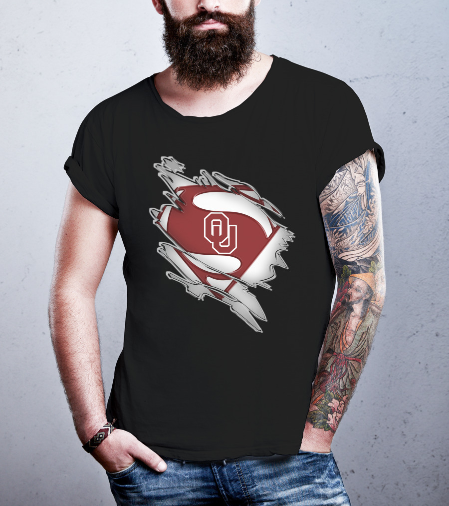 Oklahoma Sooners Superman OU Logo Emblem T-Shirt