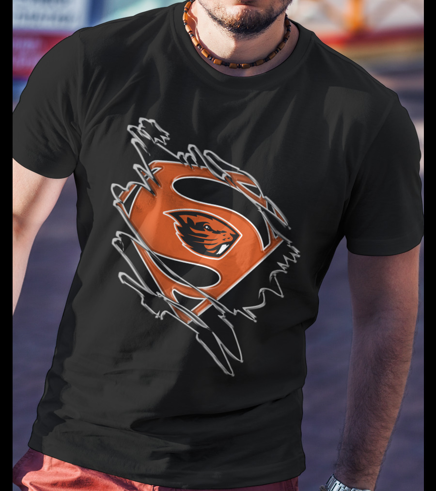 Oregon State Beavers Superman Logo Rip T-Shirt