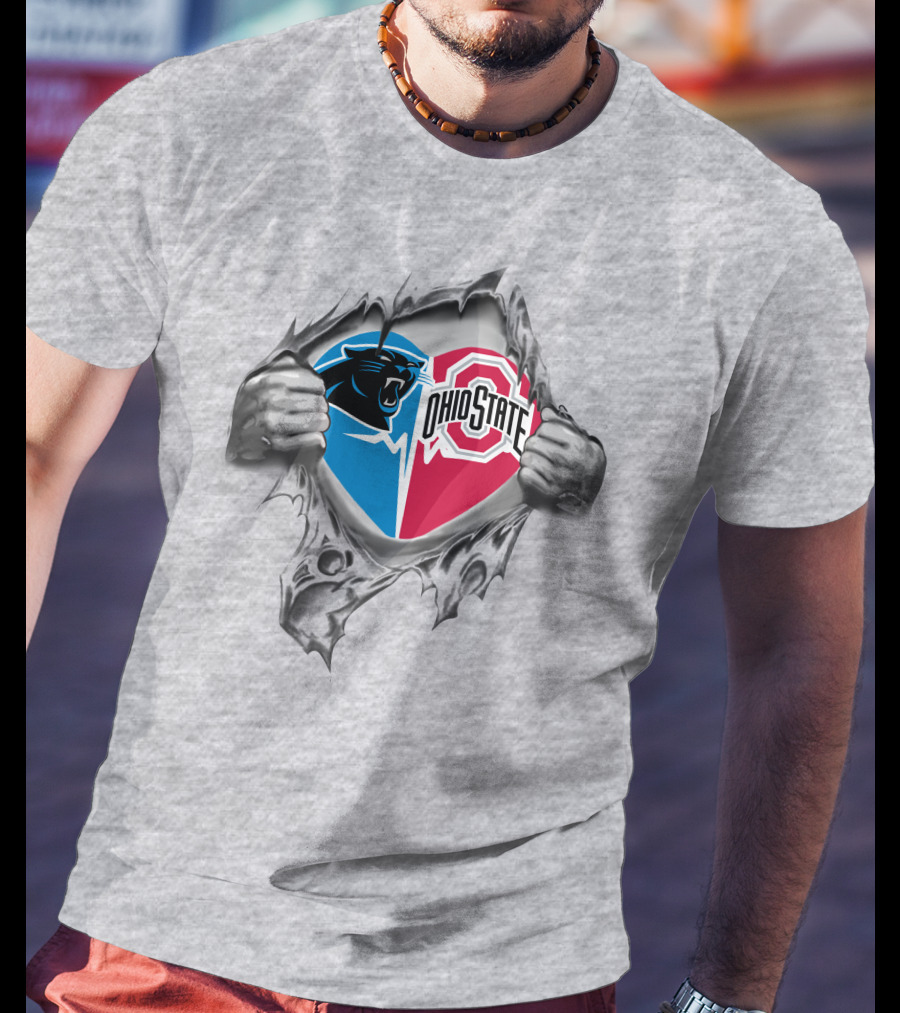 Carolina Panthers Ohio State Buckeyes Logo Mashup T-Shirt