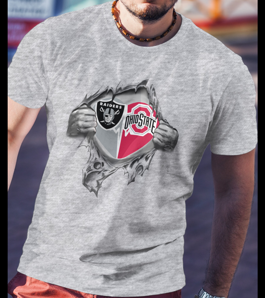 Raiders Ohio State Buckeyes Logo Ripped T-Shirt