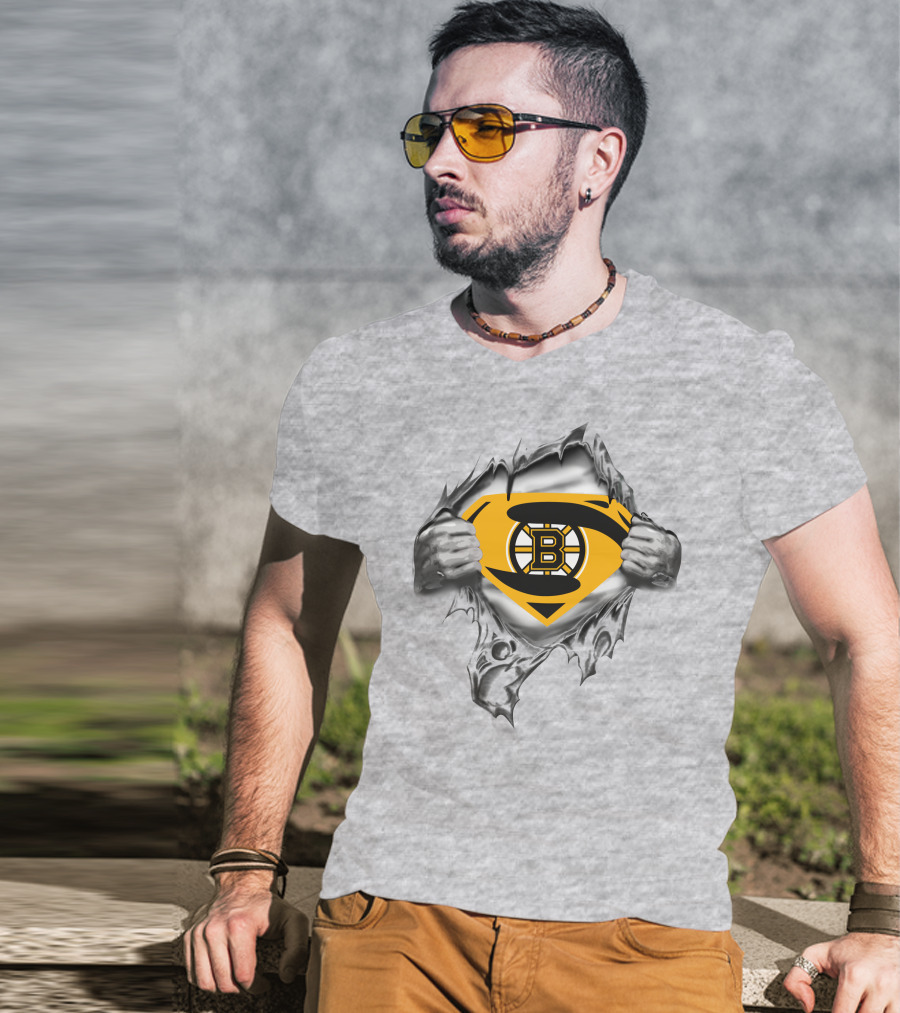 Boston Bruins Superman Logo Reveal T-Shirt