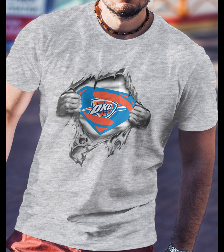 Oklahoma City Thunder Superhero Logo Fusion T-Shirt