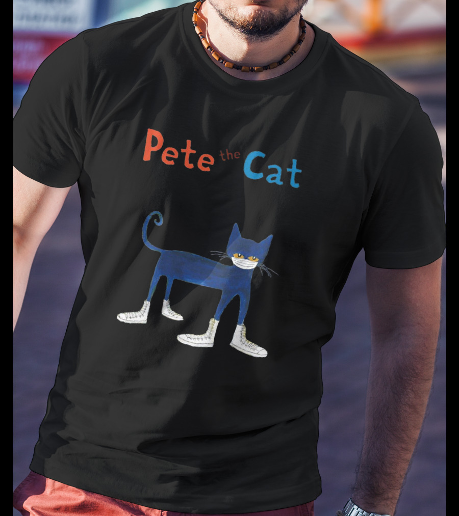 Pete The Cat Wearing White Mask And Sneakers T-Shirt