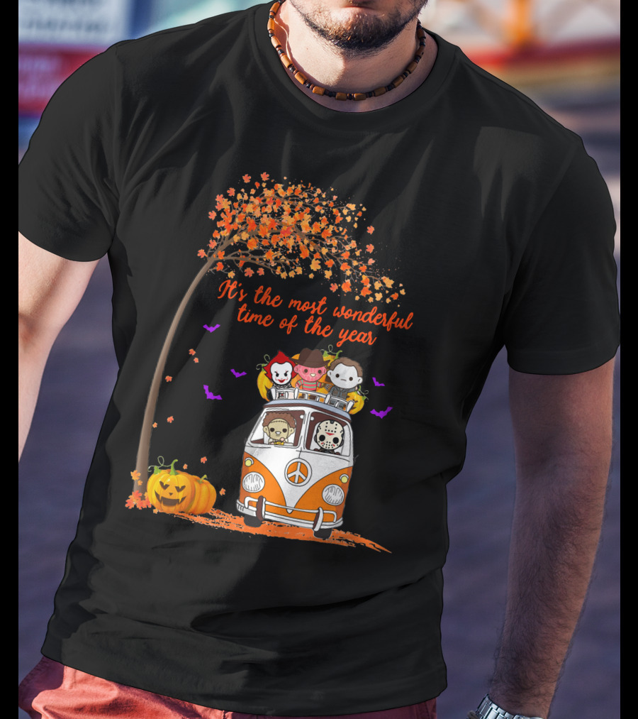 Horror Characters Halloween Road Trip Most Wonderful Time Of The Year T-Shirt