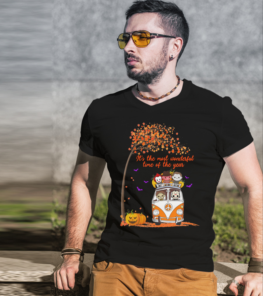 Horror Characters Halloween Road Trip Most Wonderful Time Of The Year T-Shirt