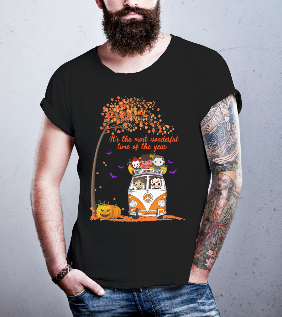 Horror Characters Halloween Road Trip Most Wonderful Time Of The Year T-Shirt