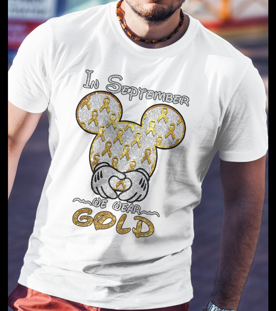 Mickey Mouse In September We Wear Gold Ribbons T-Shirt