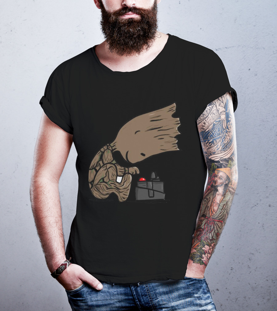 Pea Groots Guardians Of The Galaxy Cute Cartoon Character With Button T-Shirt