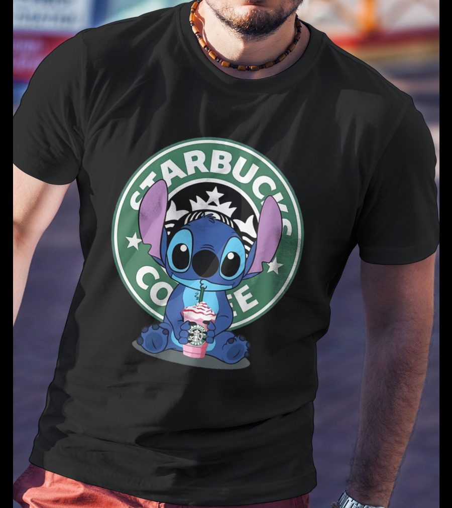 Stitch Drinking Starbucks Coffee T-Shirt