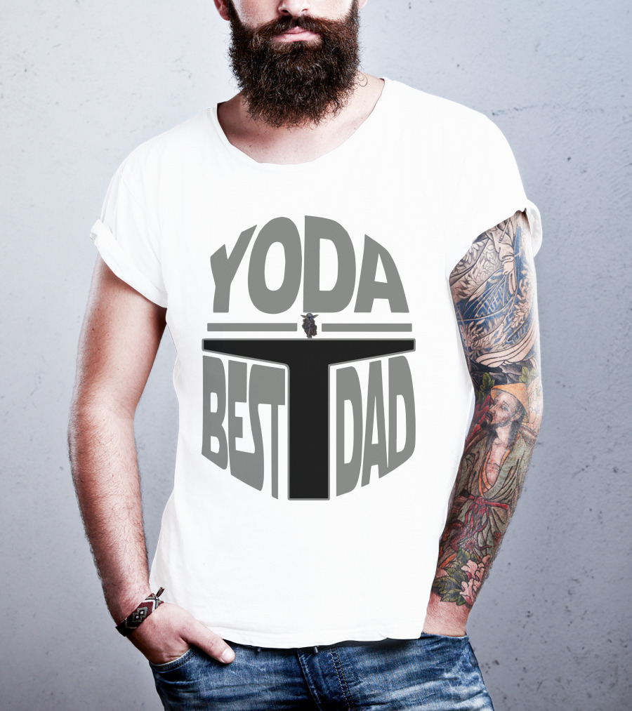 Yoda Best Dad The Mandalorian Helmet Baby Yoda T-Shirt