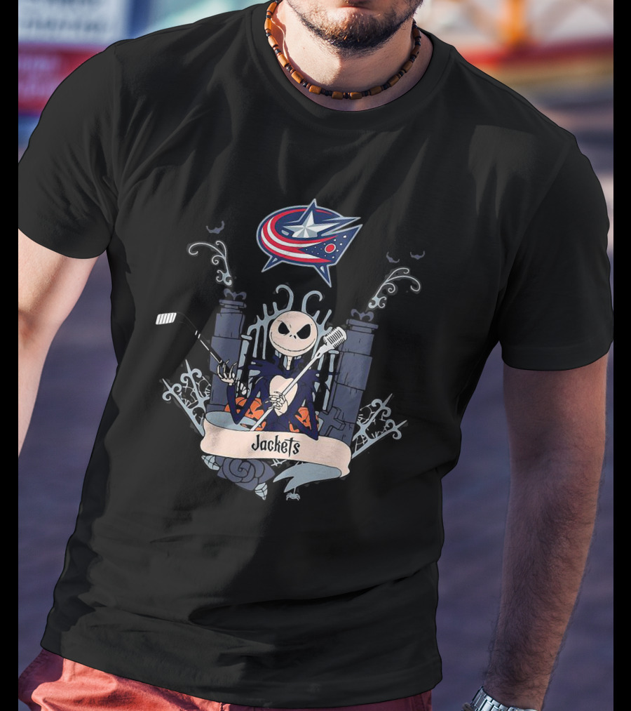 Halloween Jack Skellington Columbus Blue Jackets Hockey T-Shirt