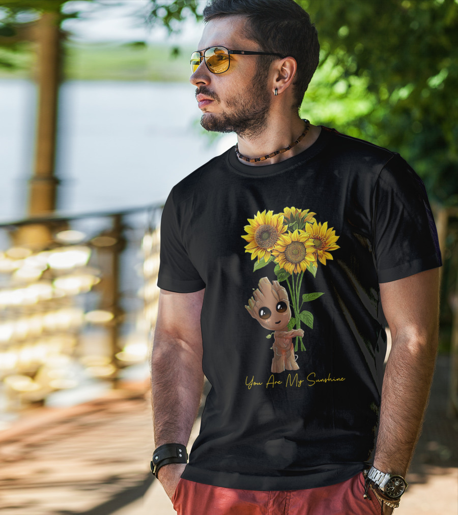 Baby Groot Holding Sunflowers You Are My Sunshine T-Shirt