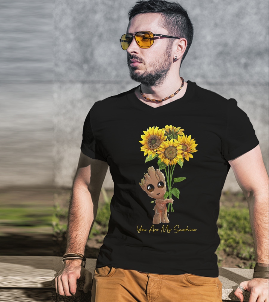 Baby Groot Holding Sunflowers You Are My Sunshine T-Shirt