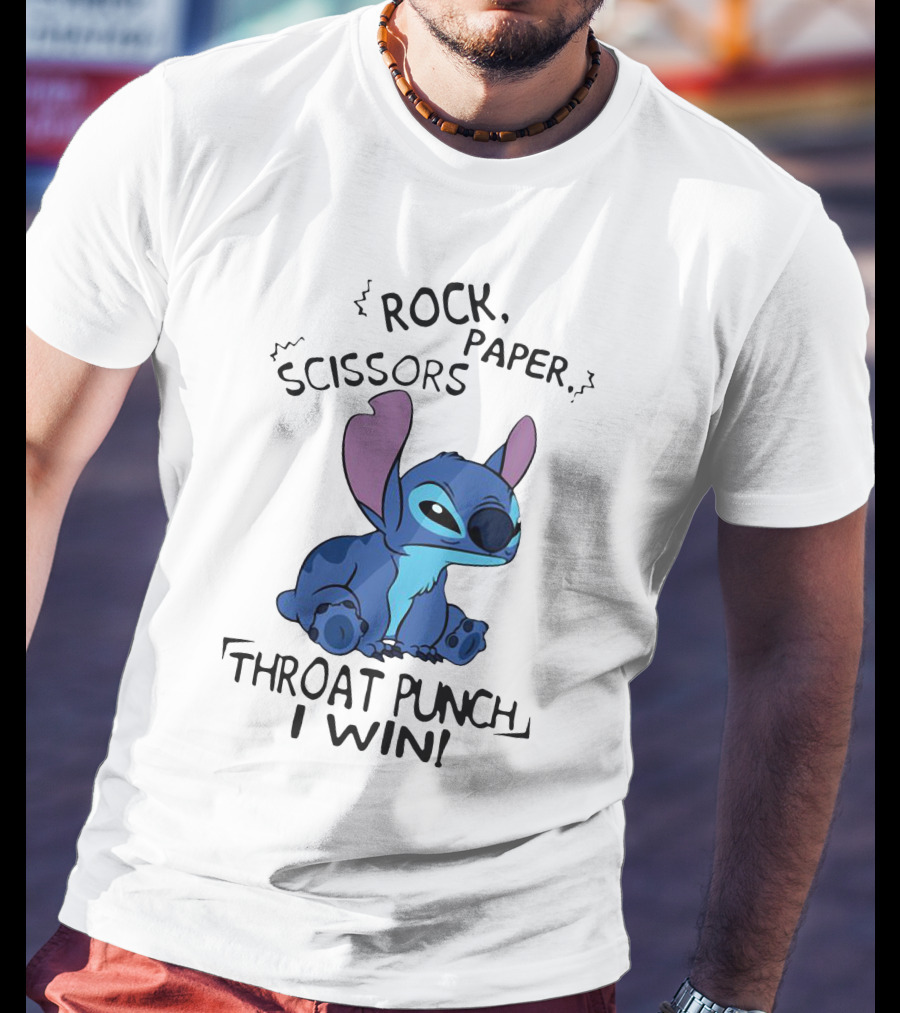 Stitch Rock Paper Scissors Throat Punch I Win T-Shirt
