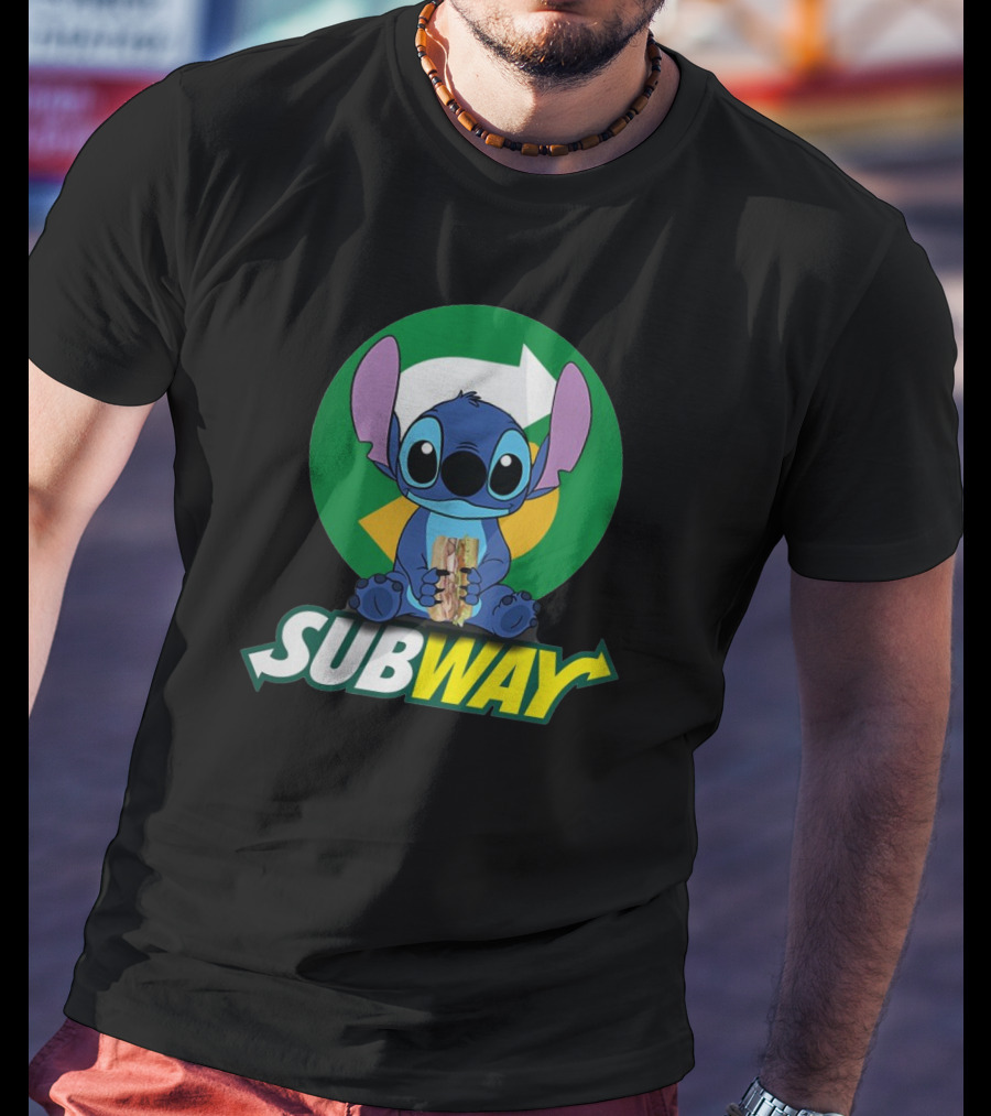 Baby Stitch Holding Subway Sandwich T-Shirt
