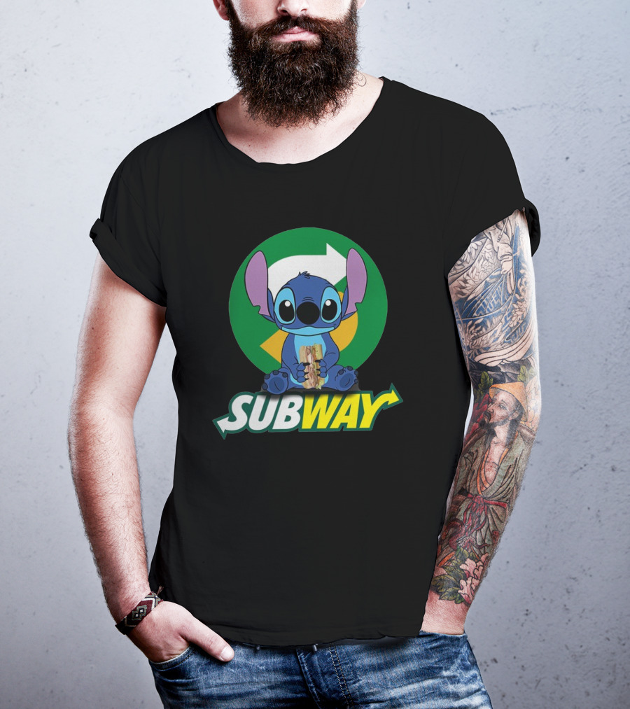 Baby Stitch Holding Subway Sandwich T-Shirt