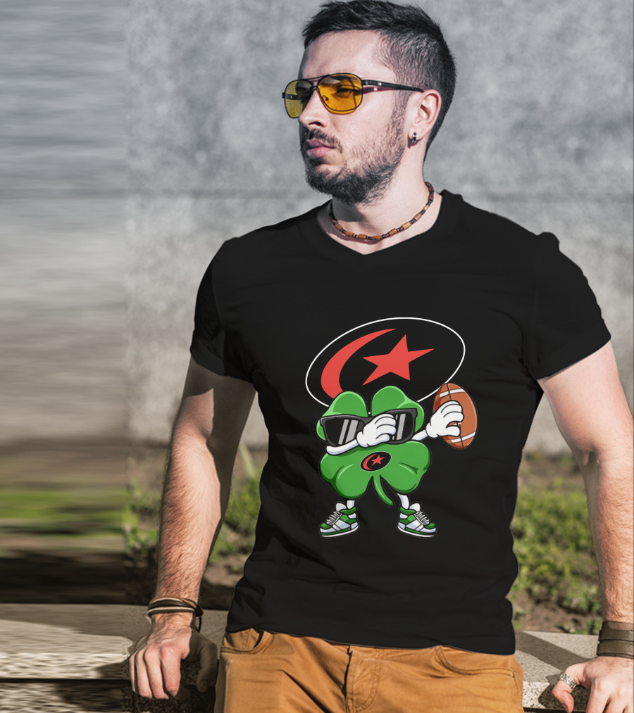 Saracens Rugby Lucky Clover Star Logo Football T-Shirt