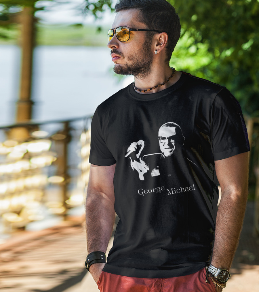 George Michael Monochrome Microphone T-Shirt