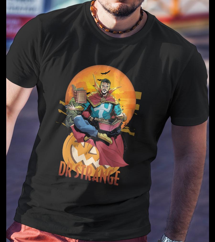 Dr Strange Halloween Comic Art Pumpkin Moon T-Shirt
