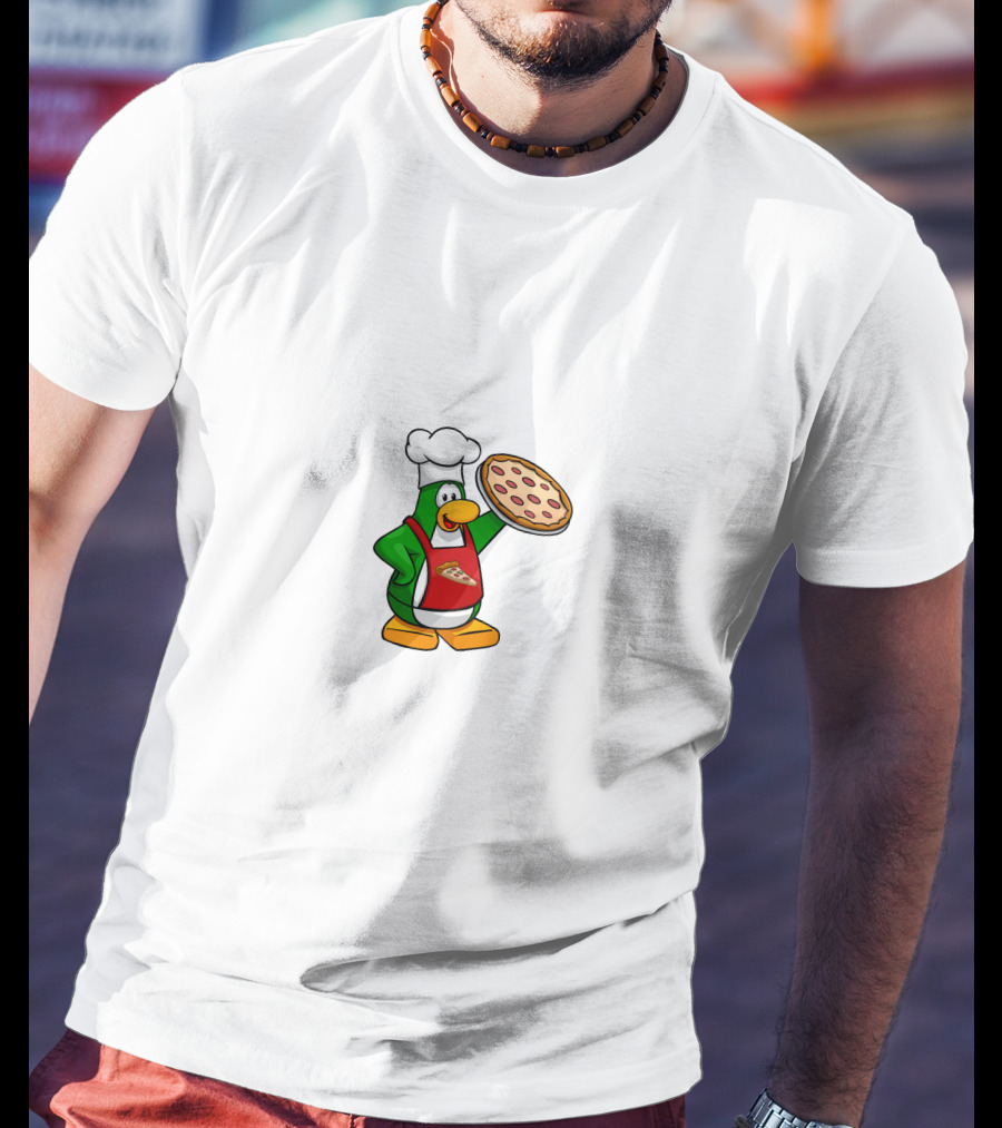 Club Penguin Pizza Parlor Chef Penguin Holding Pizza T-Shirt