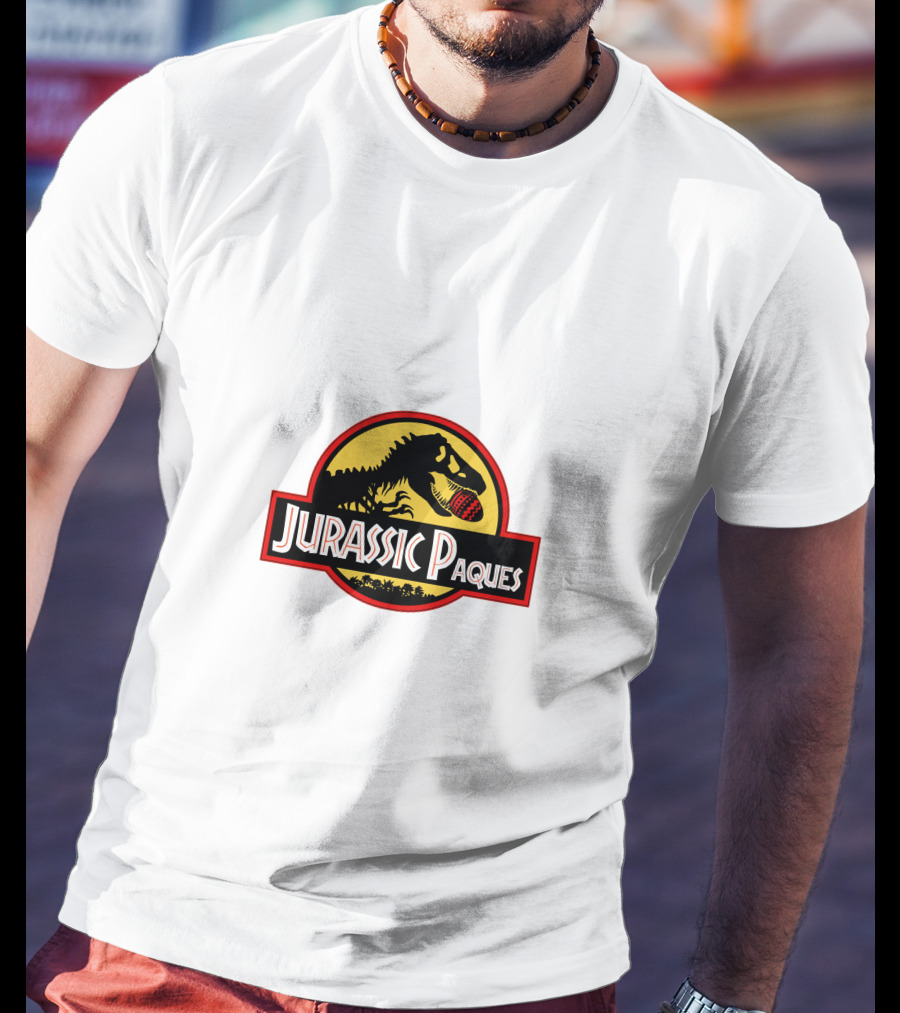 Jurassic Paques Dinosaur Silhouette Red Ball Circle T-Shirt