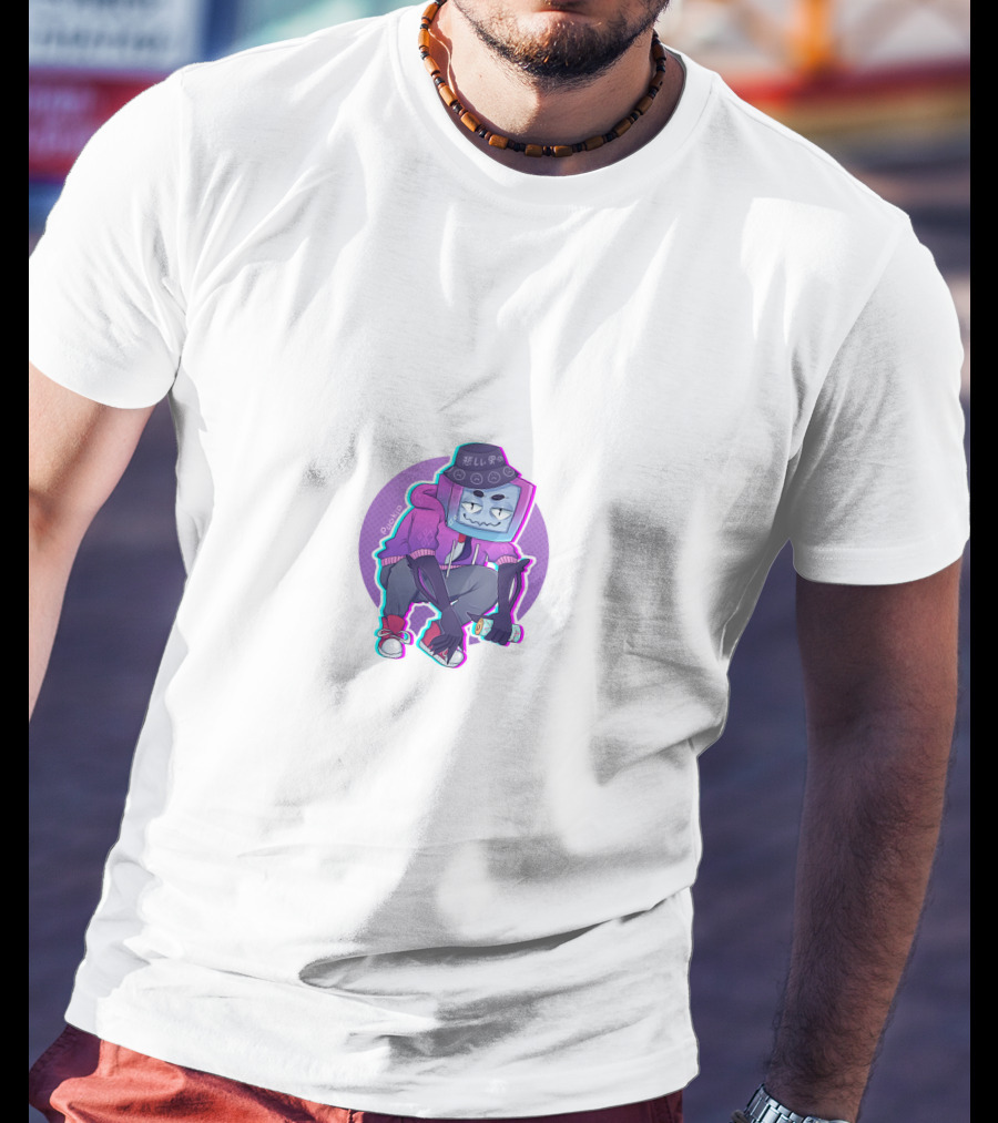 Pyrocynical TV Head Character With Purple Neon Aesthetic And Sneakers T-Shirt