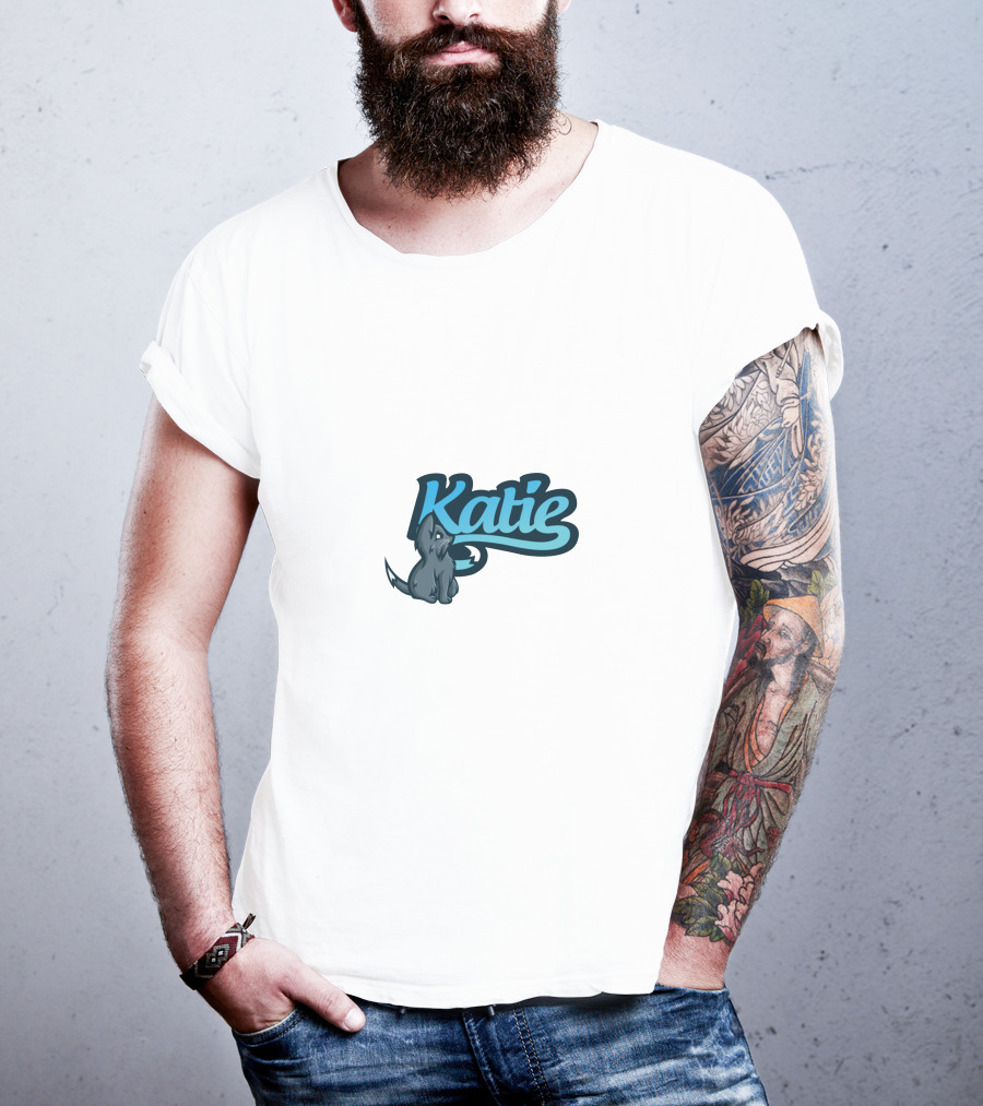 Katie Pup Blue Script T-Shirt