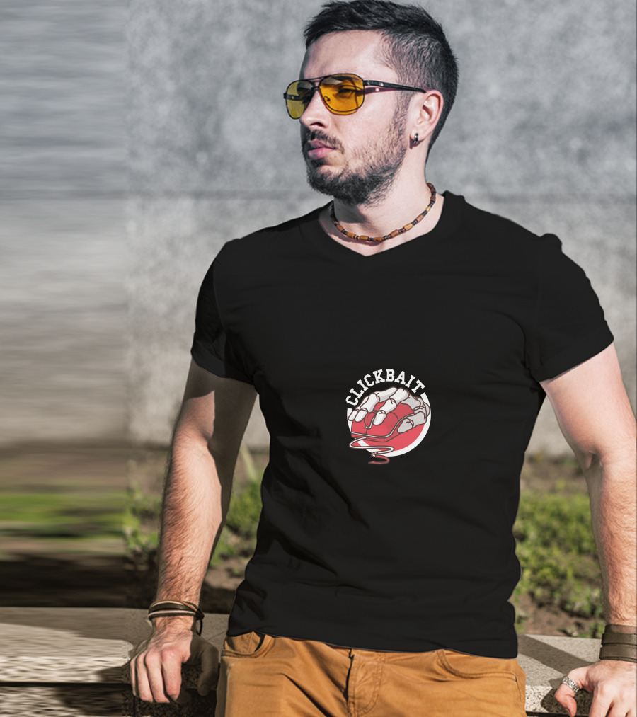 CLICKBAIT Skeleton Hand Gripping Red Computer Mouse T-Shirt