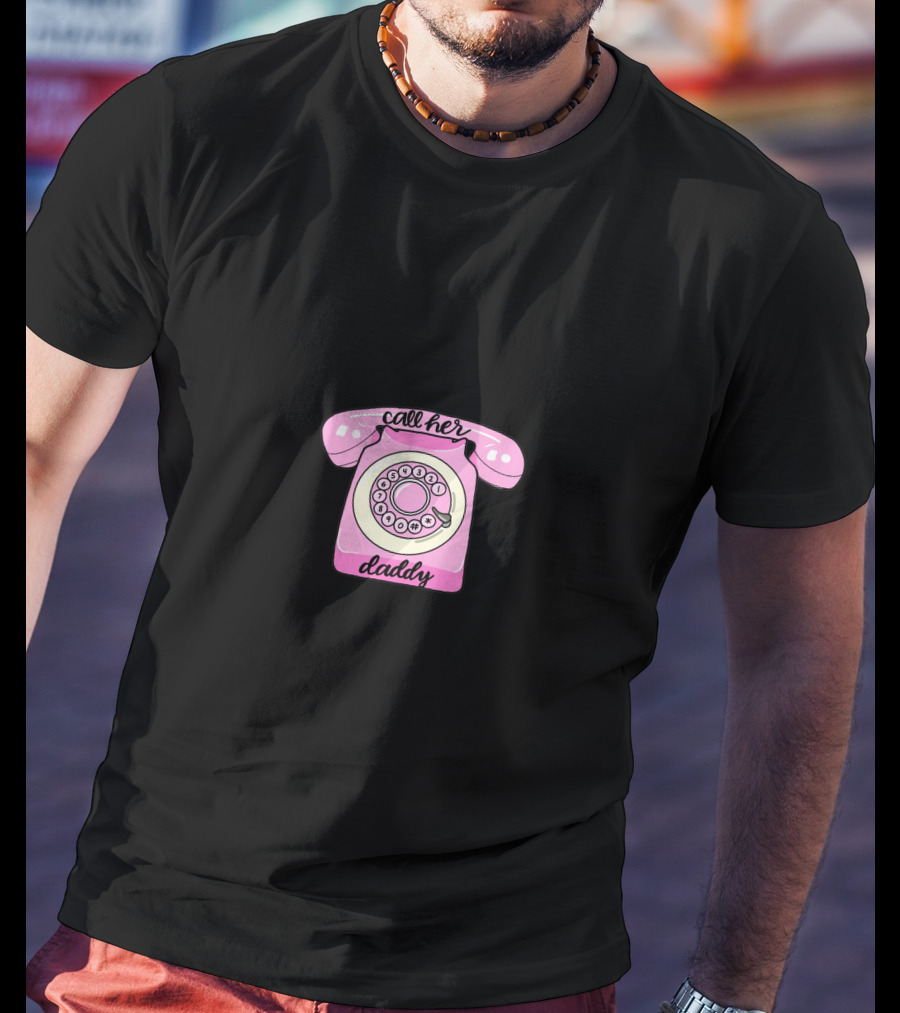 Call Her Daddy Pink Retro Telephone T-Shirt