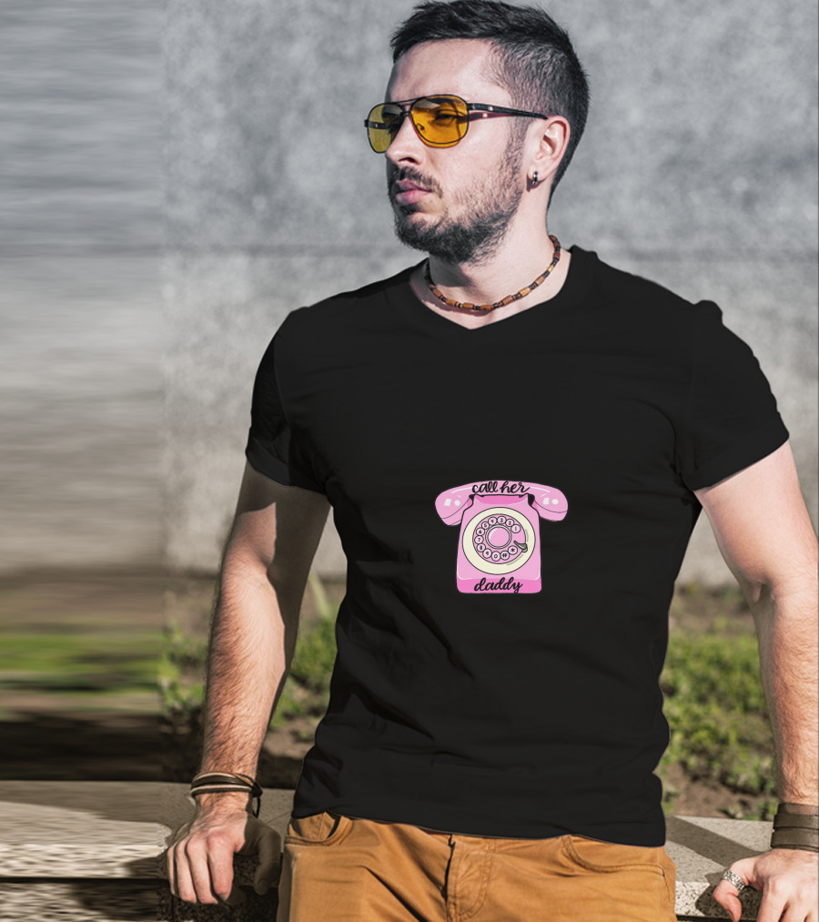 Call Her Daddy Pink Retro Telephone T-Shirt