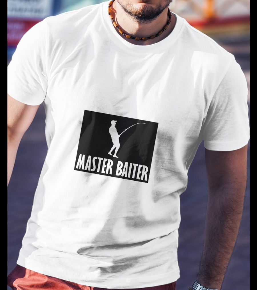 Master Baiter Fishing Silhouette Joke T-Shirt