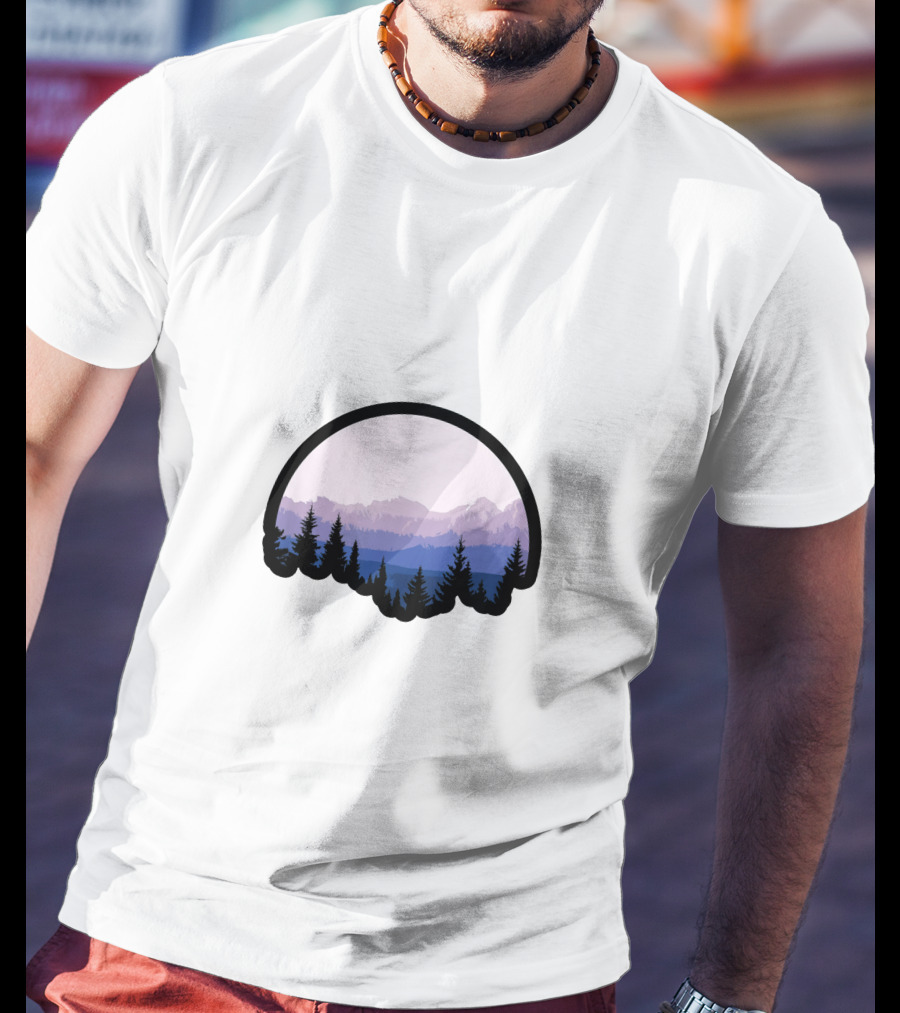 Mountain Strong Alpine Silhouette Forest Scene T-Shirt