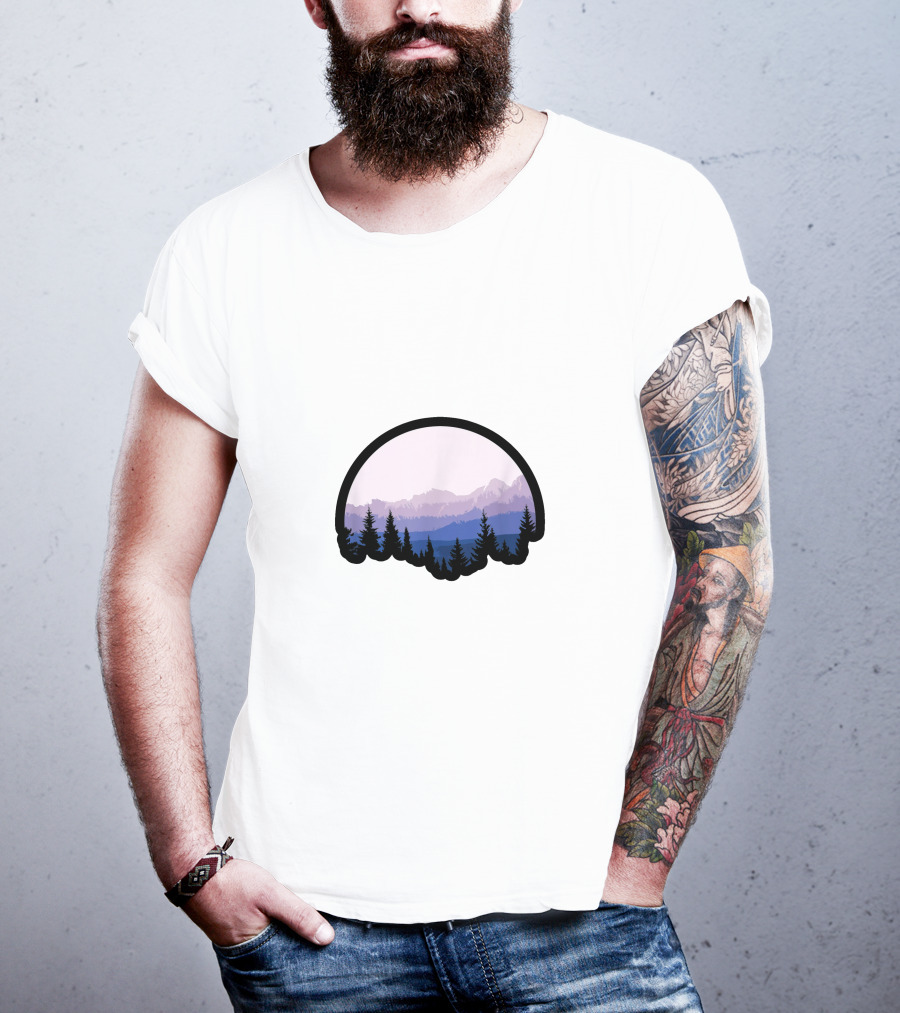 Mountain Strong Alpine Silhouette Forest Scene T-Shirt
