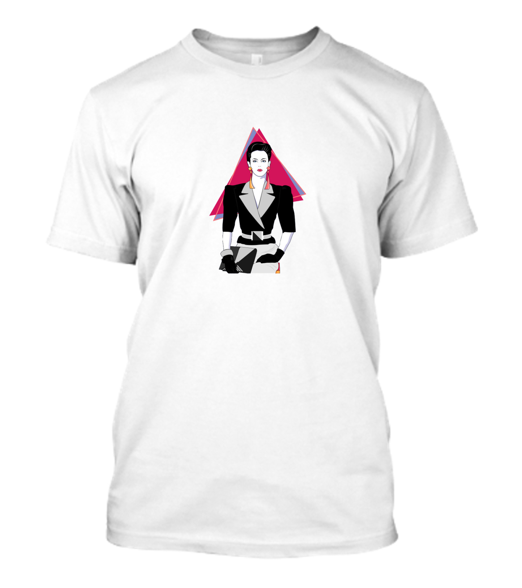 Office Retro Style Black And White Suit Triangular Background T-Shirt