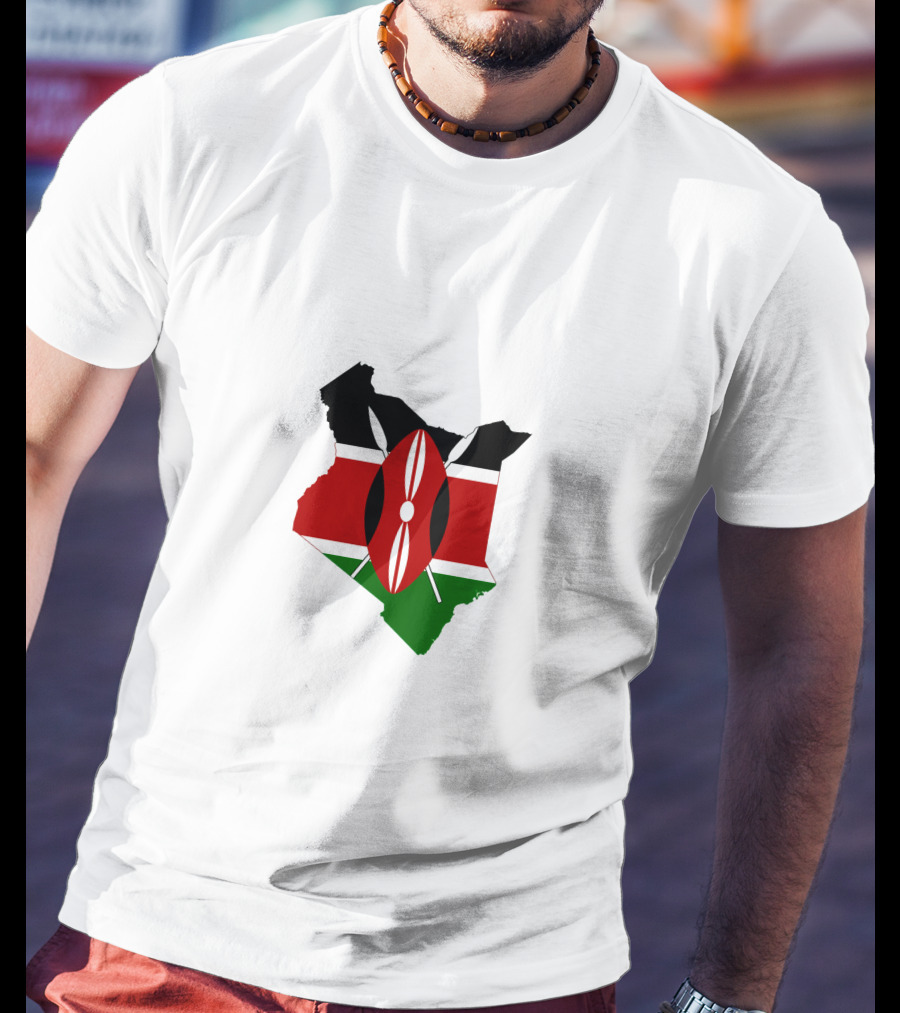 Kenya Flag Map Emblem Badge T-Shirt