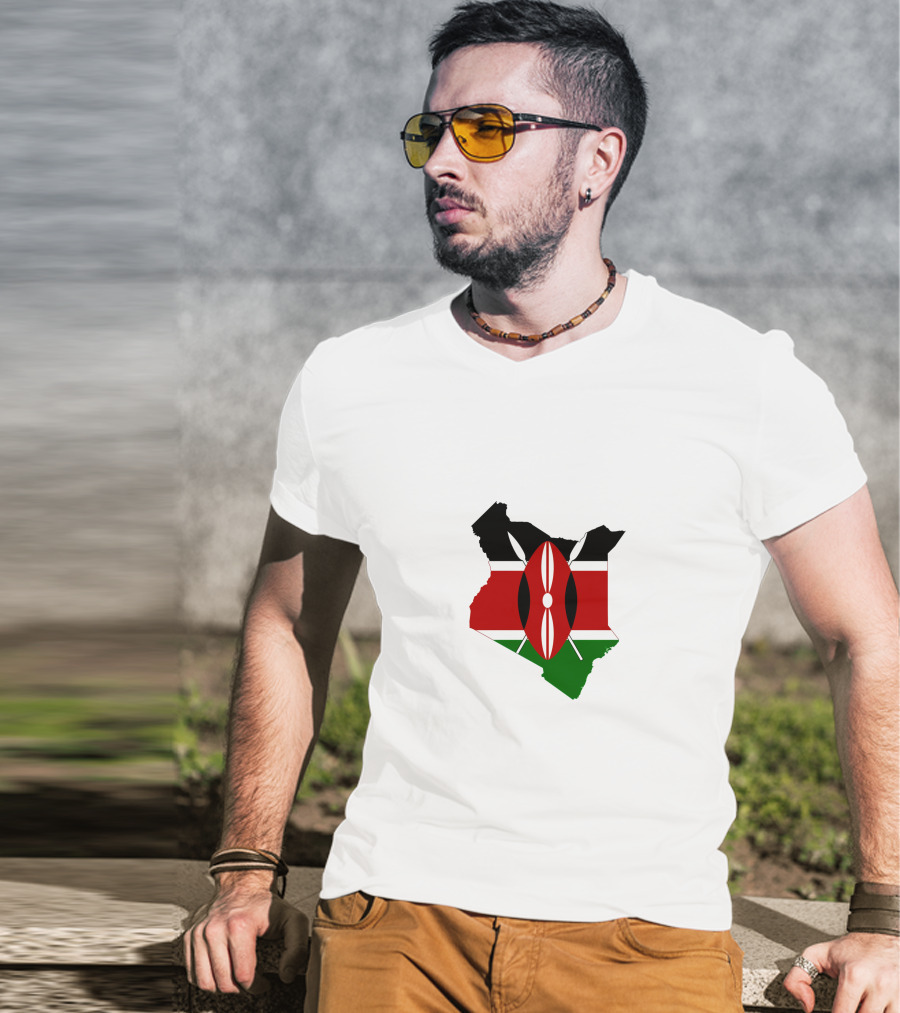 Kenya Flag Map Emblem Badge T-Shirt
