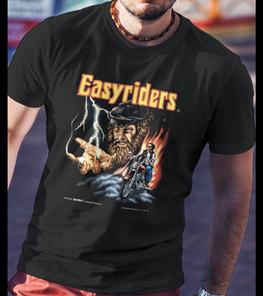 Easyriders Vintage 3D Emblem Lightning Biker Made In U.S.A T-Shirt