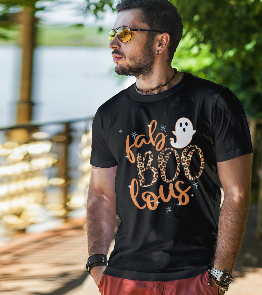 Faboolous Leopard Print Halloween Ghost T-Shirt
