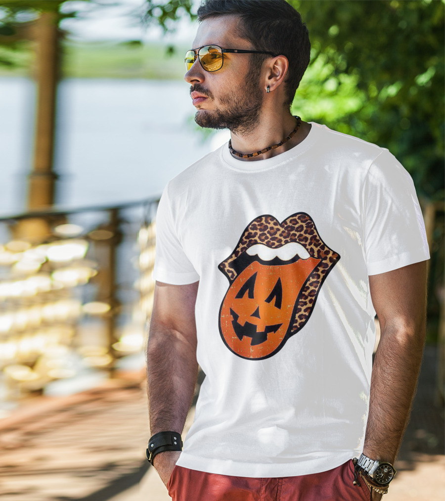 Rolling Pumpkin Leopard Tongue Jack-O'-Lantern T-Shirt