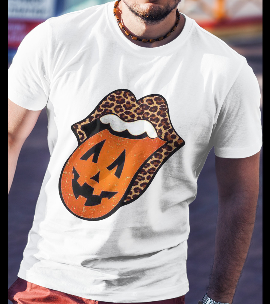 Rolling Pumpkin Leopard Tongue Jack-O'-Lantern T-Shirt