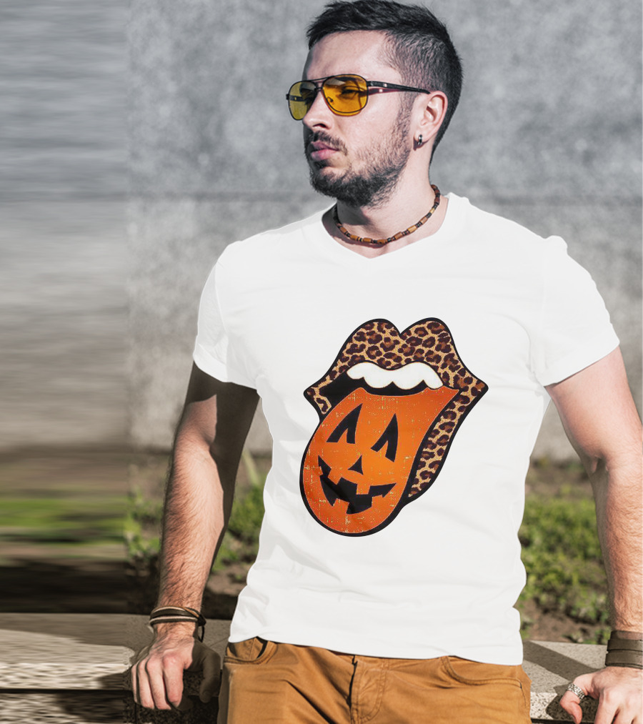Rolling Pumpkin Leopard Tongue Jack-O'-Lantern T-Shirt