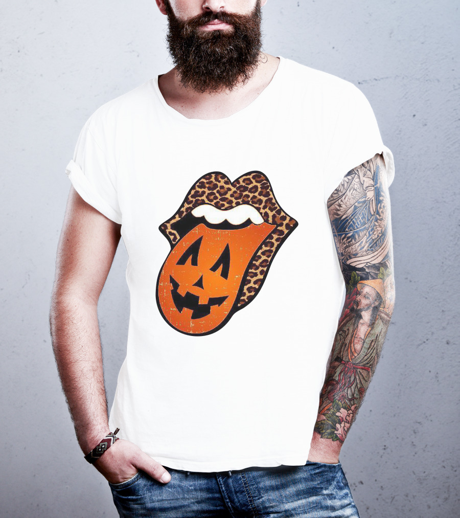 Rolling Pumpkin Leopard Tongue Jack-O'-Lantern T-Shirt