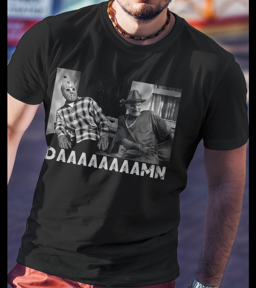 Slashers Daaaaaaamn Jason Voorhees And Freddy Krueger Reaction Scene T-Shirt