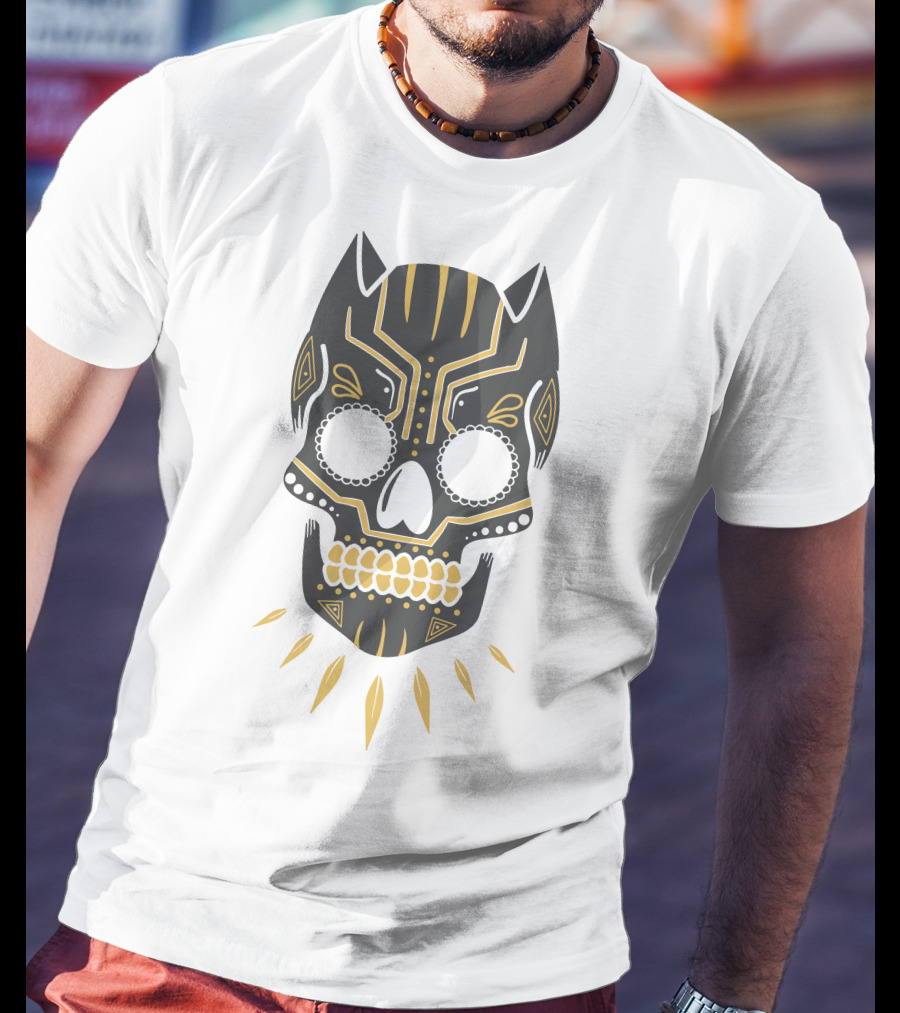Black Panther Sugar Skull Mask T-Shirt