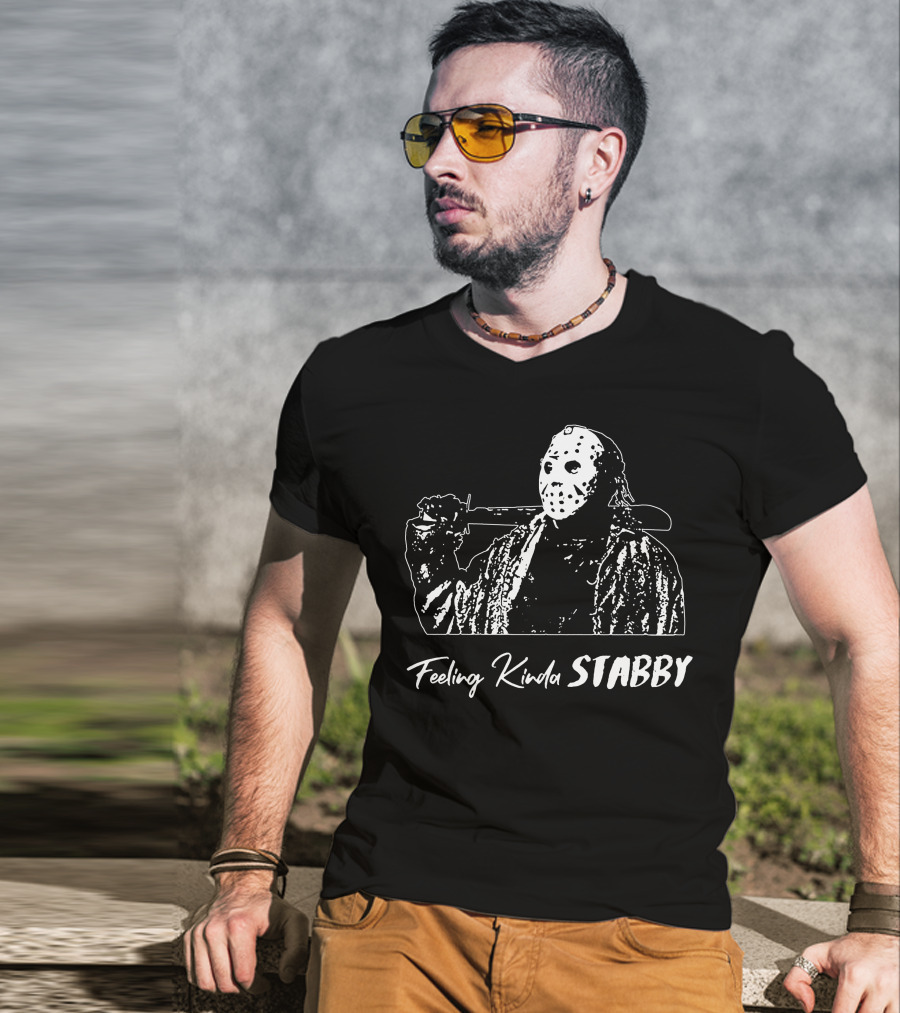 Feeling Kinda Stabby Hockey Mask Horror Character T-Shirt