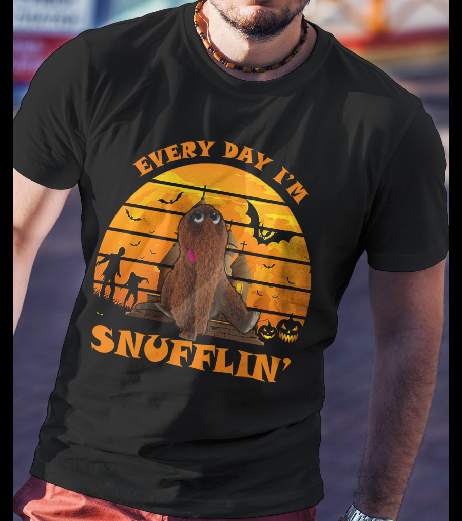Every Day I'm Snufflin' Halloween Orange Bats Pumpkins Church T-Shirt