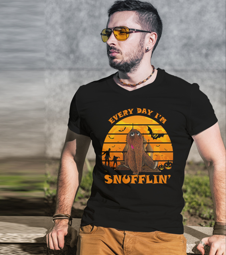Every Day I'm Snufflin' Halloween Orange Bats Pumpkins Church T-Shirt